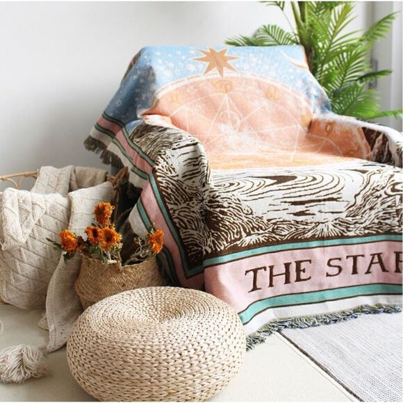 Star Tarot Card Woven Jacquard Throw Blanket Tapestry - Picture 2 of 6